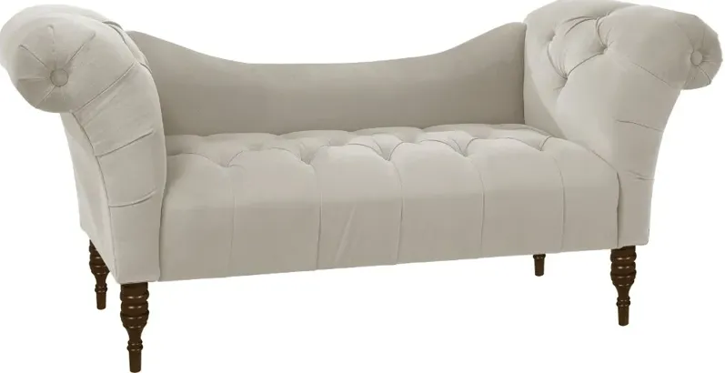 Edith Light Gray Velvet Tufted Lounge Chaise - Skyline Furniture