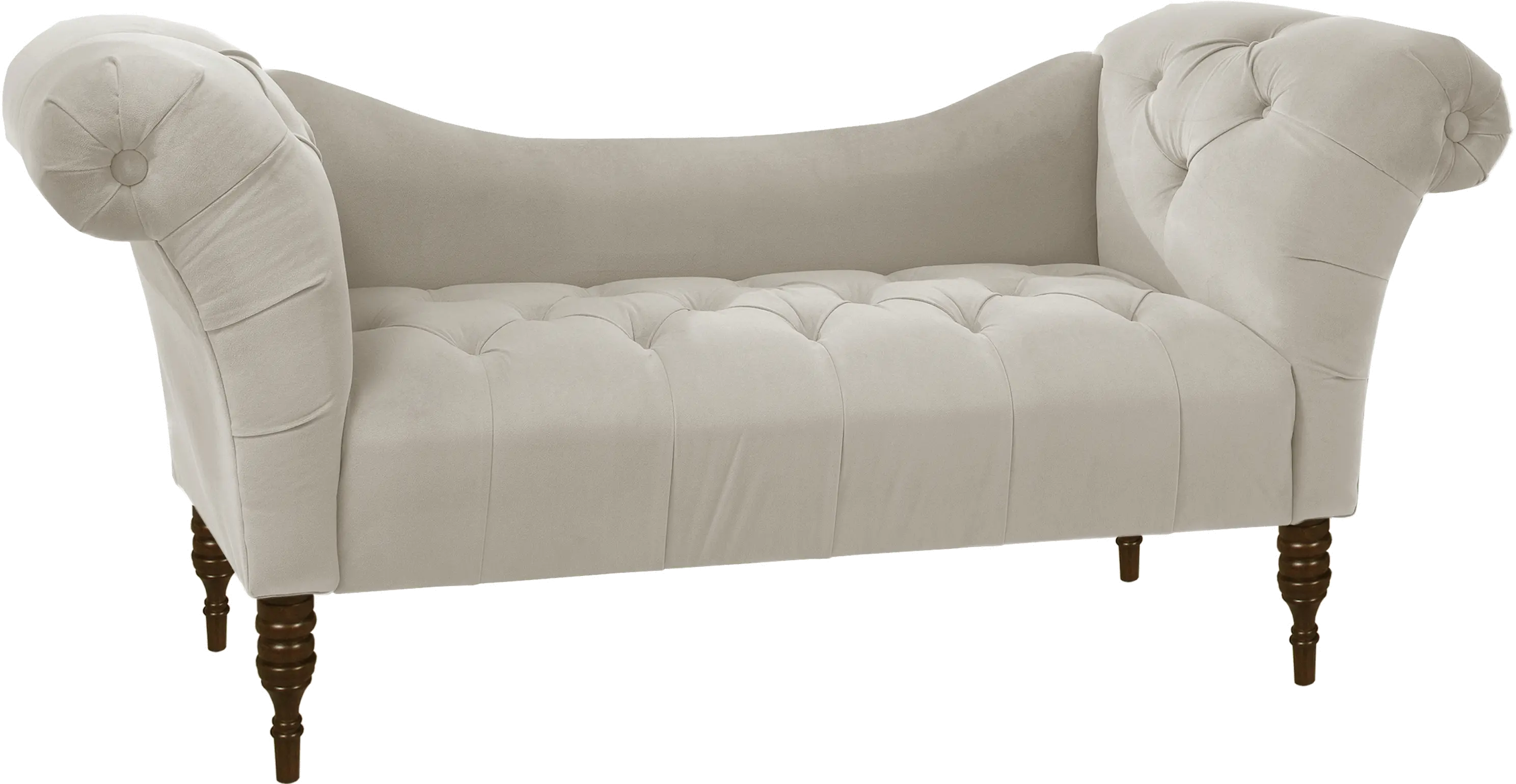Edith Light Gray Velvet Tufted Lounge Chaise - Skyline Furniture