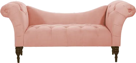 Edith Blush Pink Velvet Tufted Lounge Chaise - Skyline Furniture