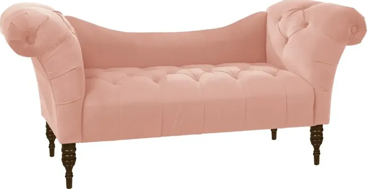 Edith Blush Pink Velvet Tufted Lounge Chaise - Skyline Furniture