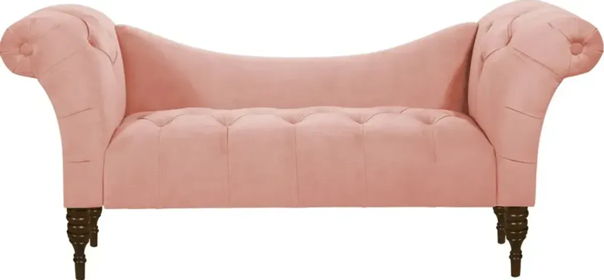 Edith Blush Pink Velvet Tufted Lounge Chaise - Skyline Furniture