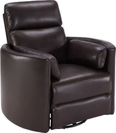 Mads Brown Leather-Match Power Glider Swivel Recliner