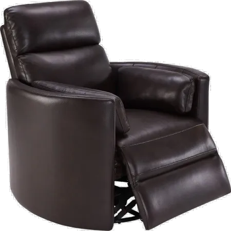 Mads Brown Leather-Match Power Glider Swivel Recliner