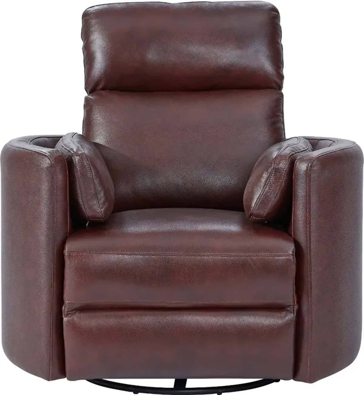 Mads Burgundy Leather-Match Power Glider Swivel Recliner