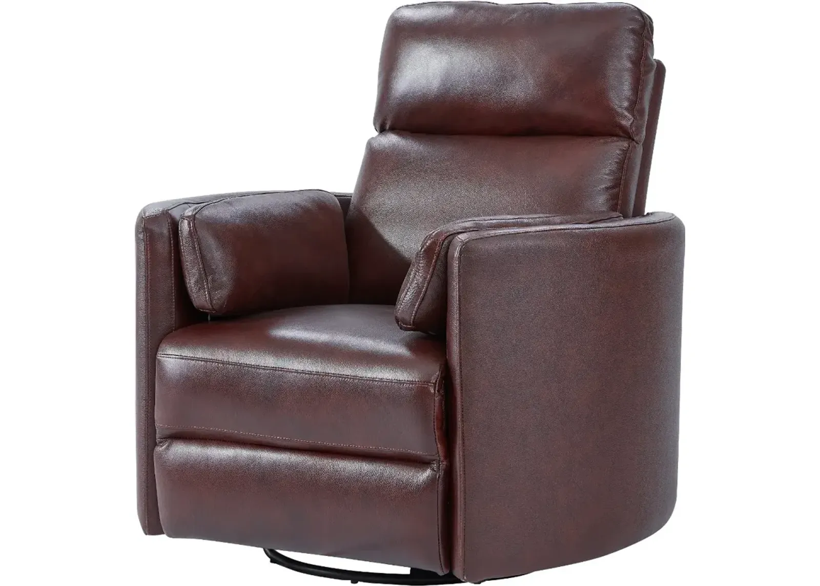 Mads Burgundy Leather-Match Power Glider Swivel Recliner