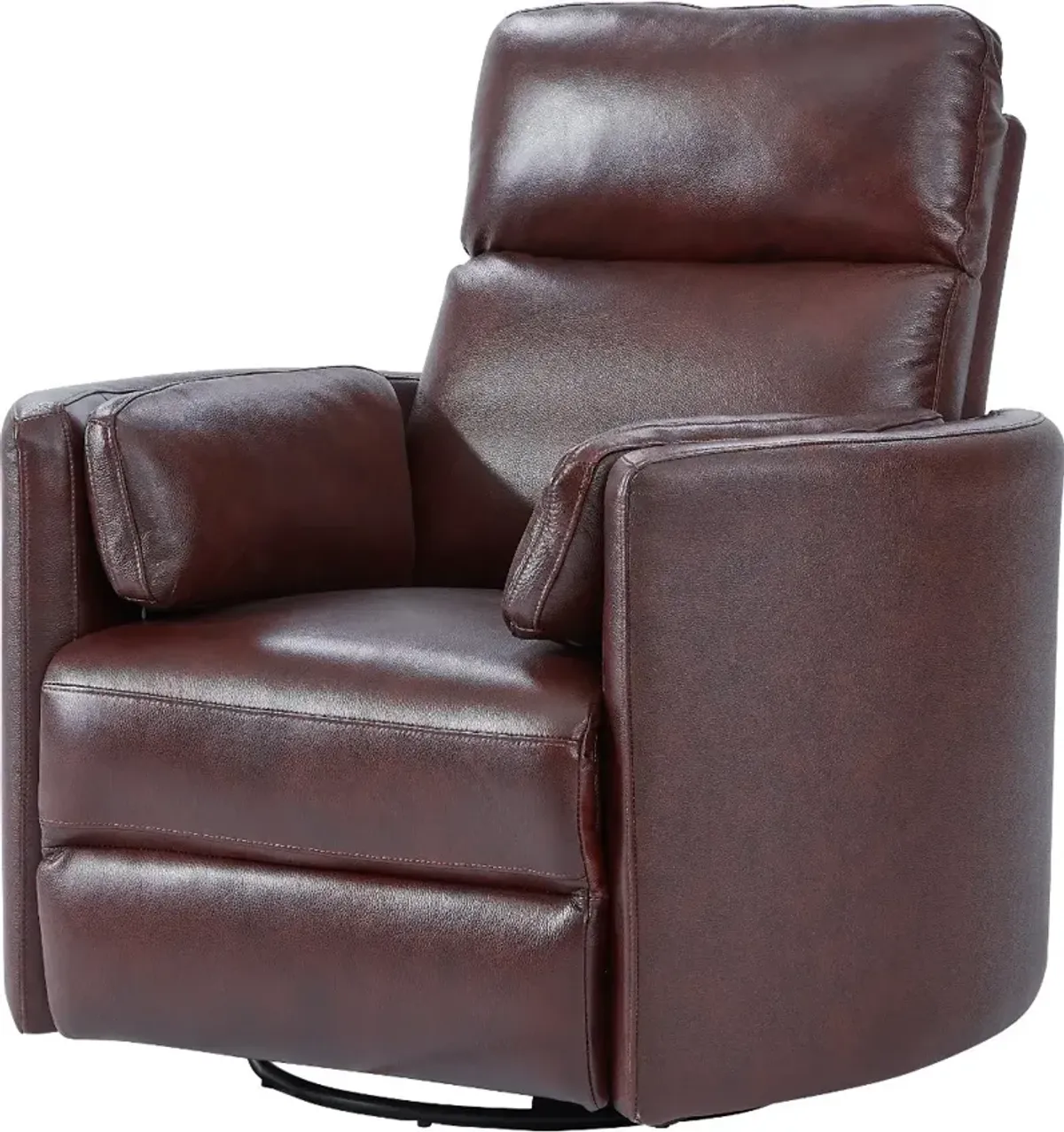 Mads Burgundy Leather-Match Power Glider Swivel Recliner