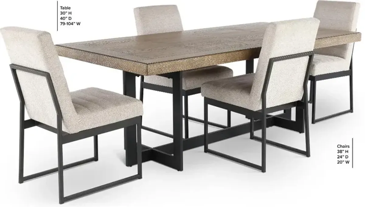 Eden Modern Beige and Black Metal 5 Piece Dining Set