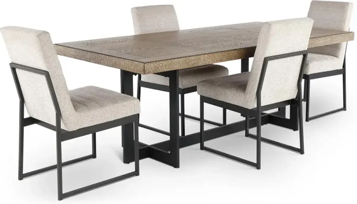 Eden Modern Beige and Black Metal 5 Piece Dining Set