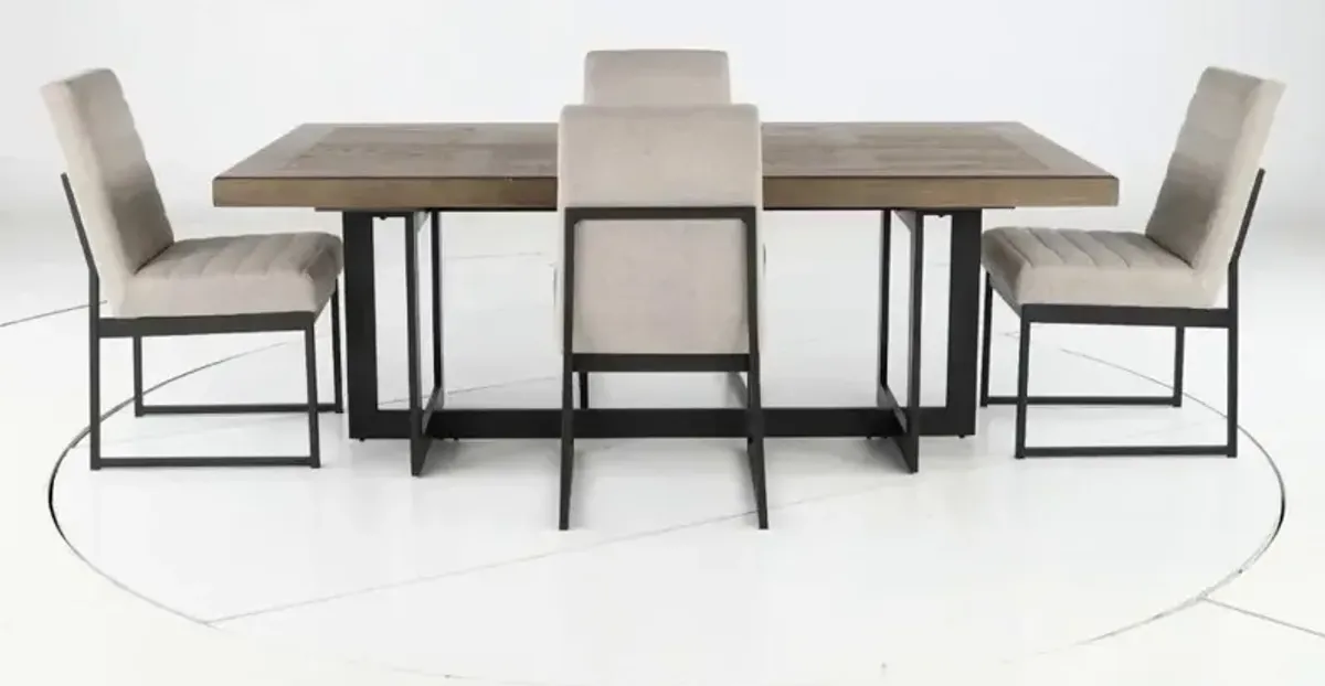 Eden Modern Beige and Black Metal 5 Piece Dining Set