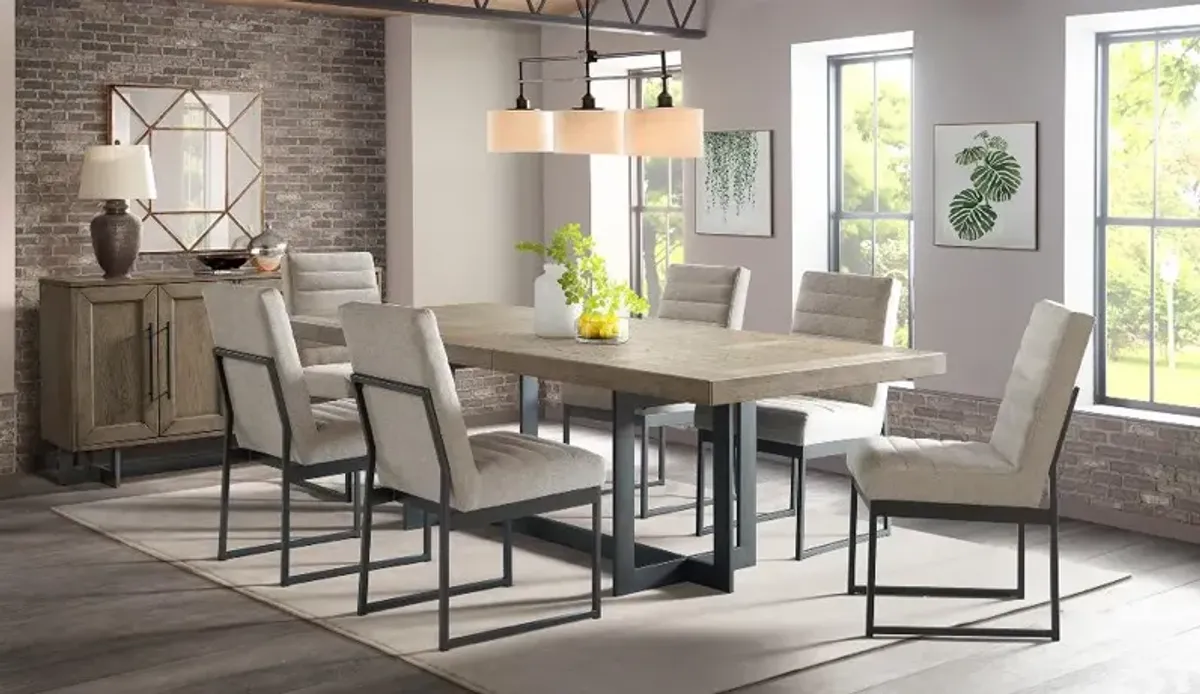 Eden Modern Beige and Black Metal 5 Piece Dining Set