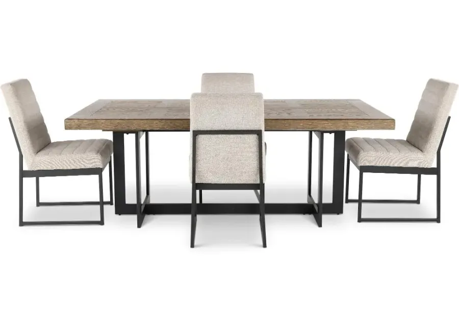 Eden Modern Beige and Black Metal 5 Piece Dining Set