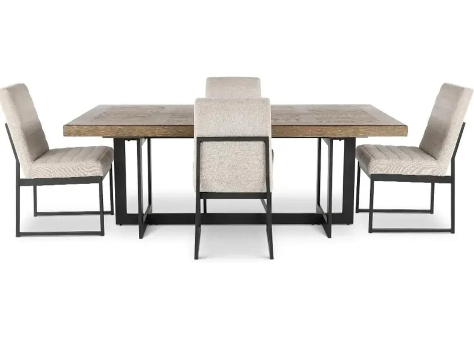 Eden Modern Beige and Black Metal 5 Piece Dining Set