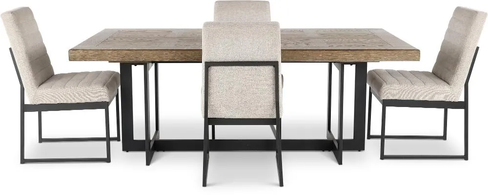 Eden Modern Beige and Black Metal 5 Piece Dining Set