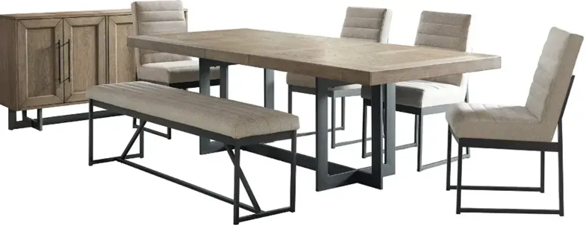 Eden Modern Beige and Black Metal 6 Piece Dining Set