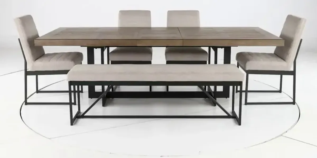 Eden Modern Beige and Black Metal 6 Piece Dining Set