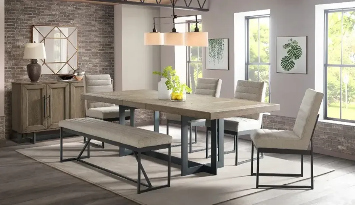 Eden Modern Beige and Black Metal 6 Piece Dining Set