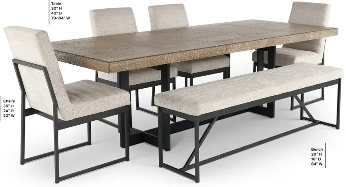 Eden Modern Beige and Black Metal 6 Piece Dining Set