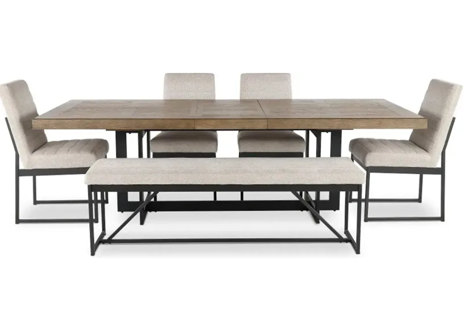 Eden Modern Beige and Black Metal 6 Piece Dining Set