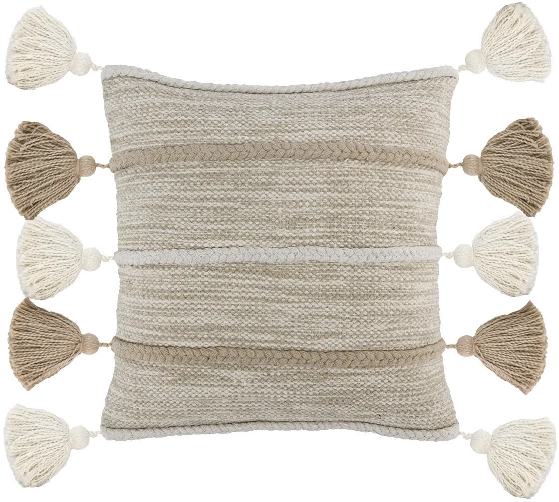 Natural and Ivory Elan Throw Pillow with Tassels