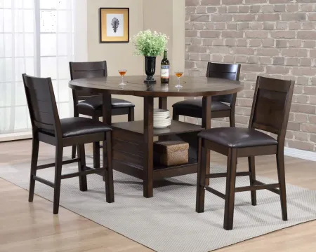 Madison Dark Brown Counter Height Round Dining Table