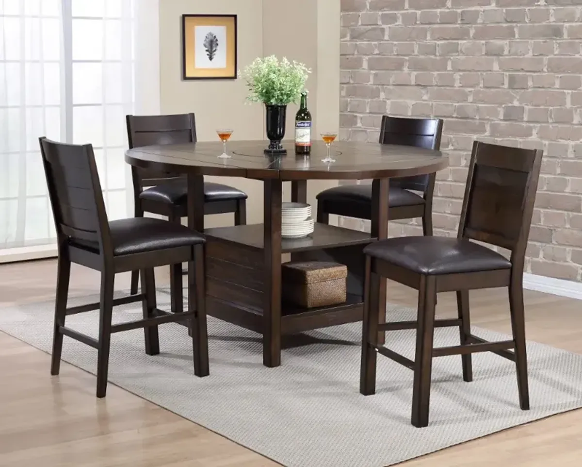 Madison Dark Brown 5 Piece Counter Height Dining Set
