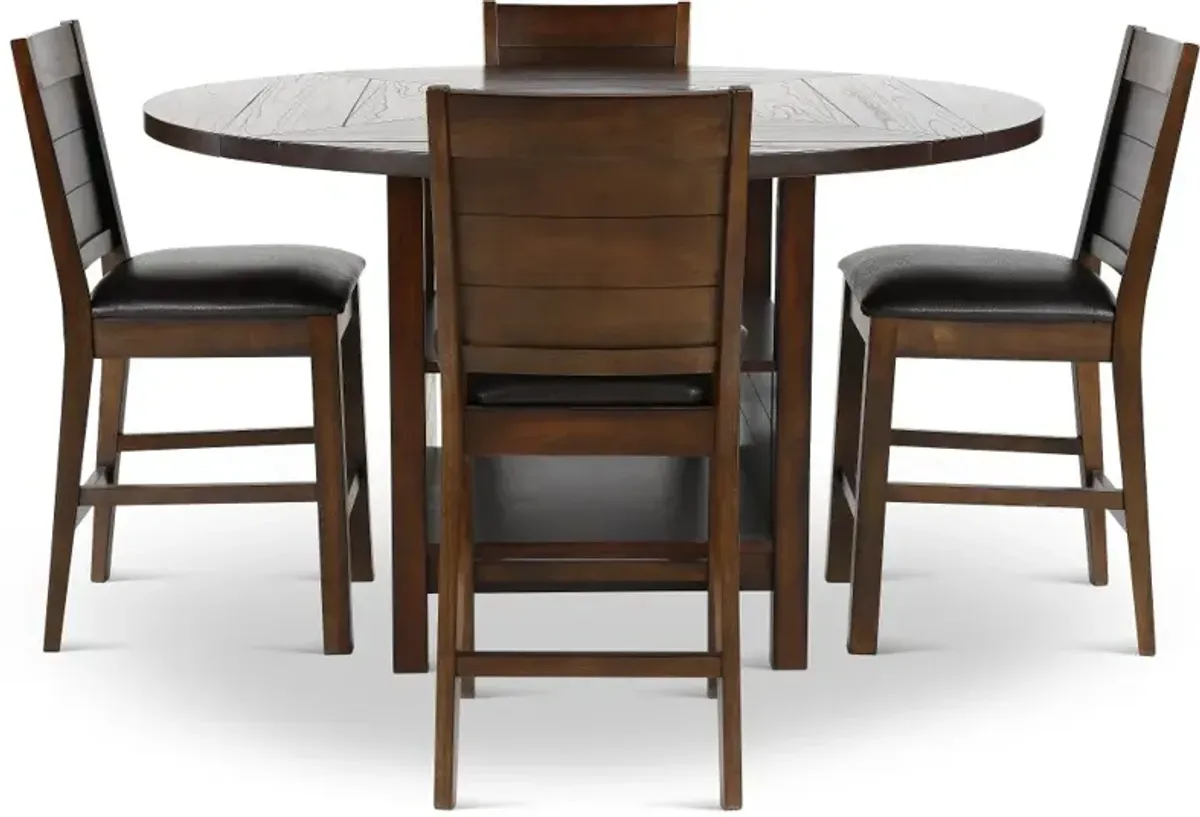 Madison Dark Brown 5 Piece Counter Height Dining Set