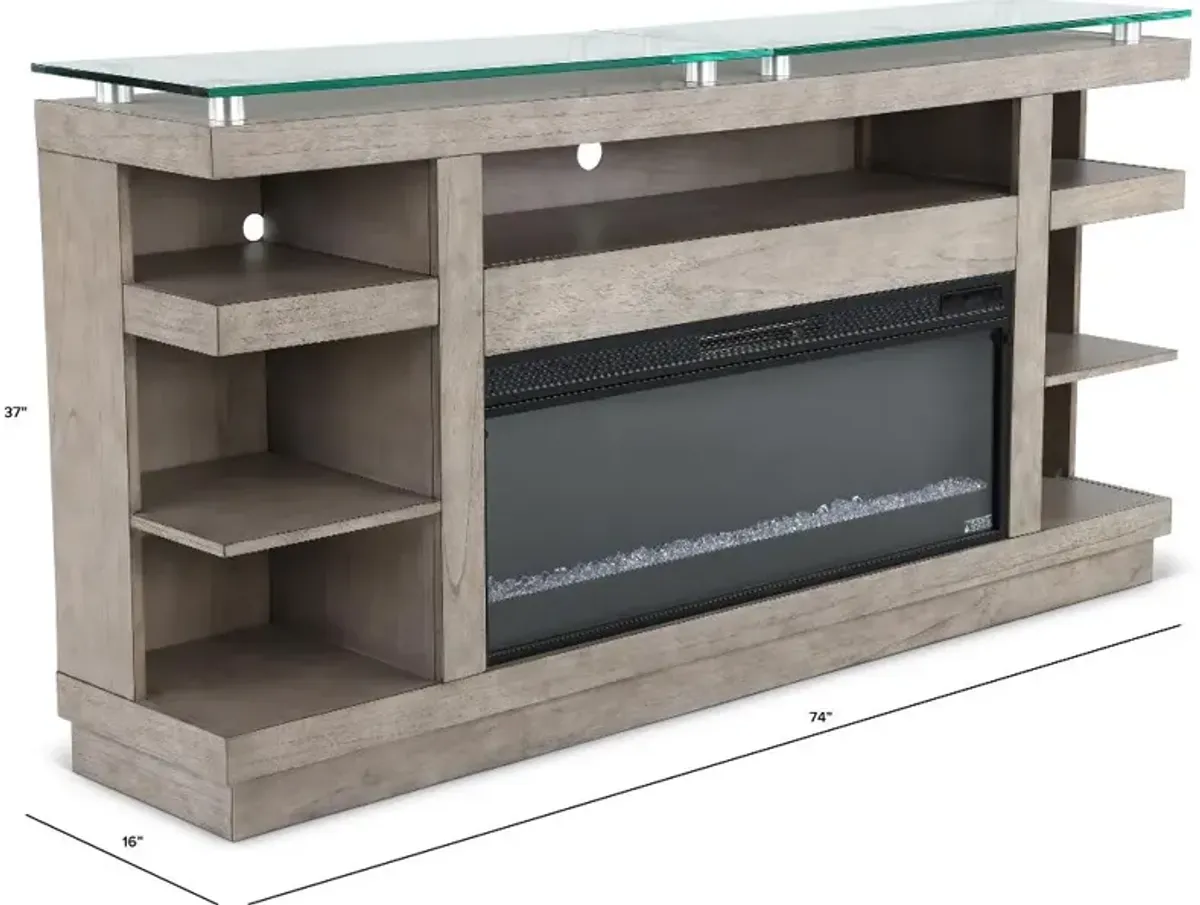 Celino Light Brown Fireplace TV Stand