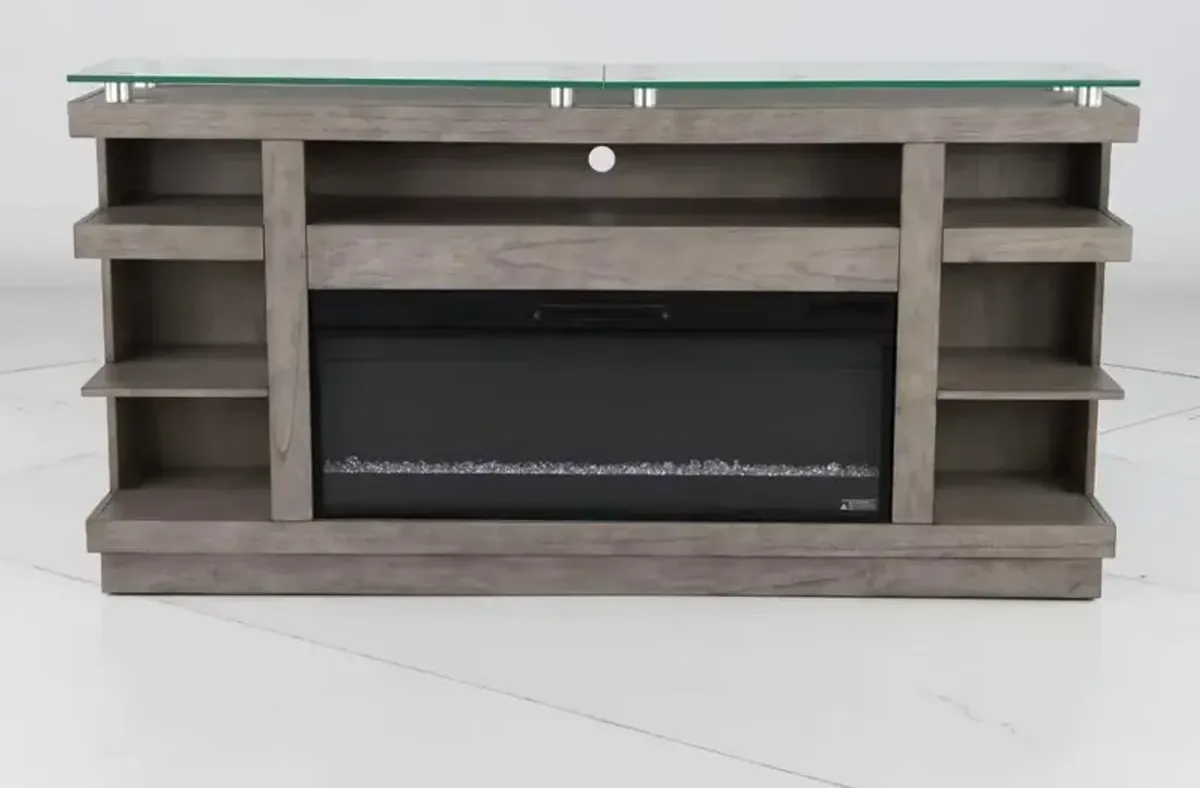 Celino Light Brown Fireplace TV Stand