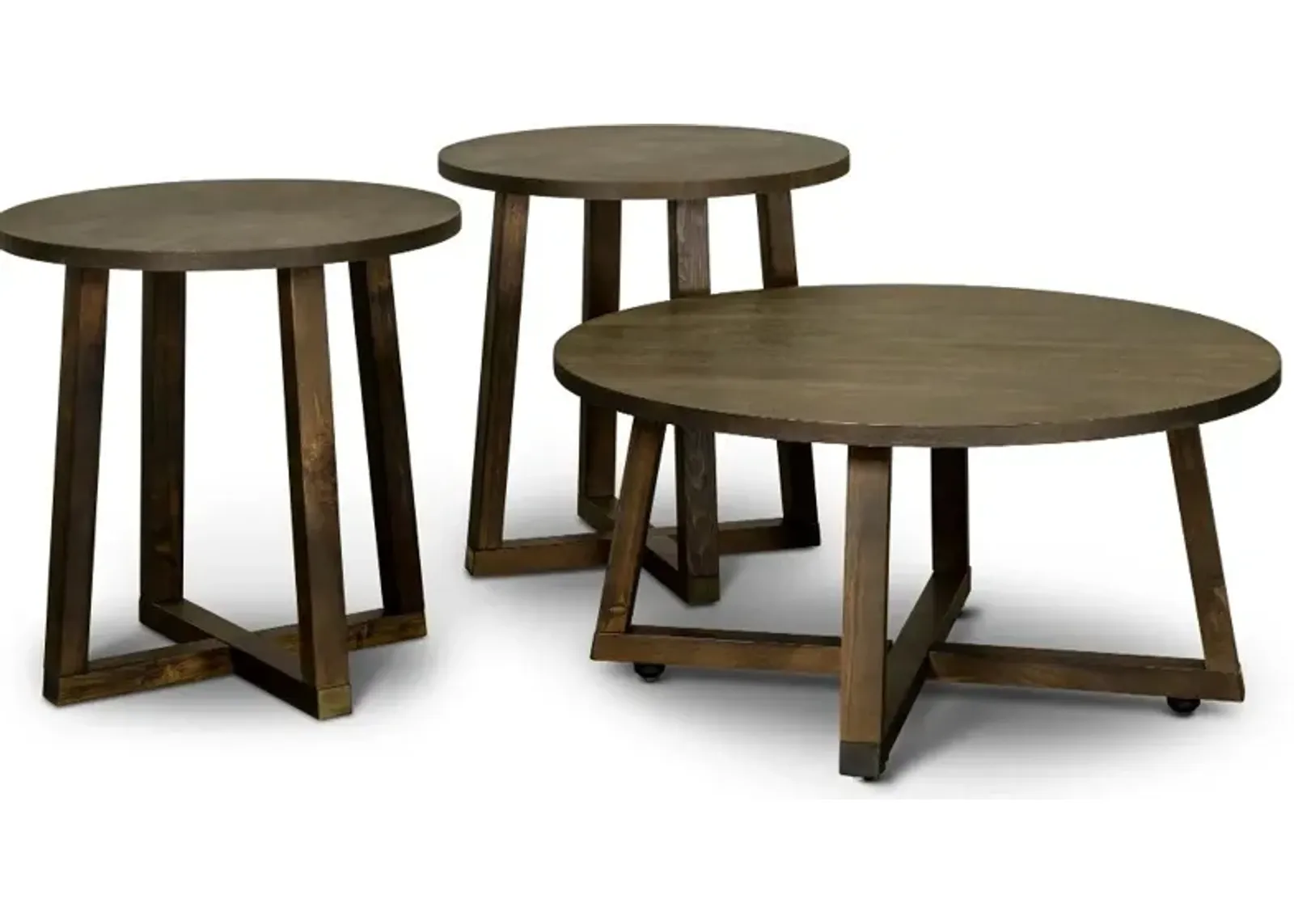 Industrial Dark Brown Table Group, Set of 3