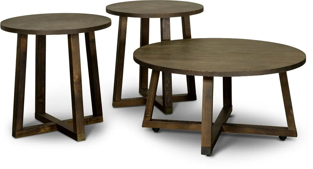 Industrial Dark Brown Table Group, Set of 3