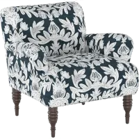 Cherrie Navy Floral Accent Chair - Skyline Furniture