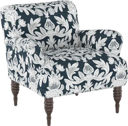 Cherrie Navy Floral Accent Chair - Skyline Furniture