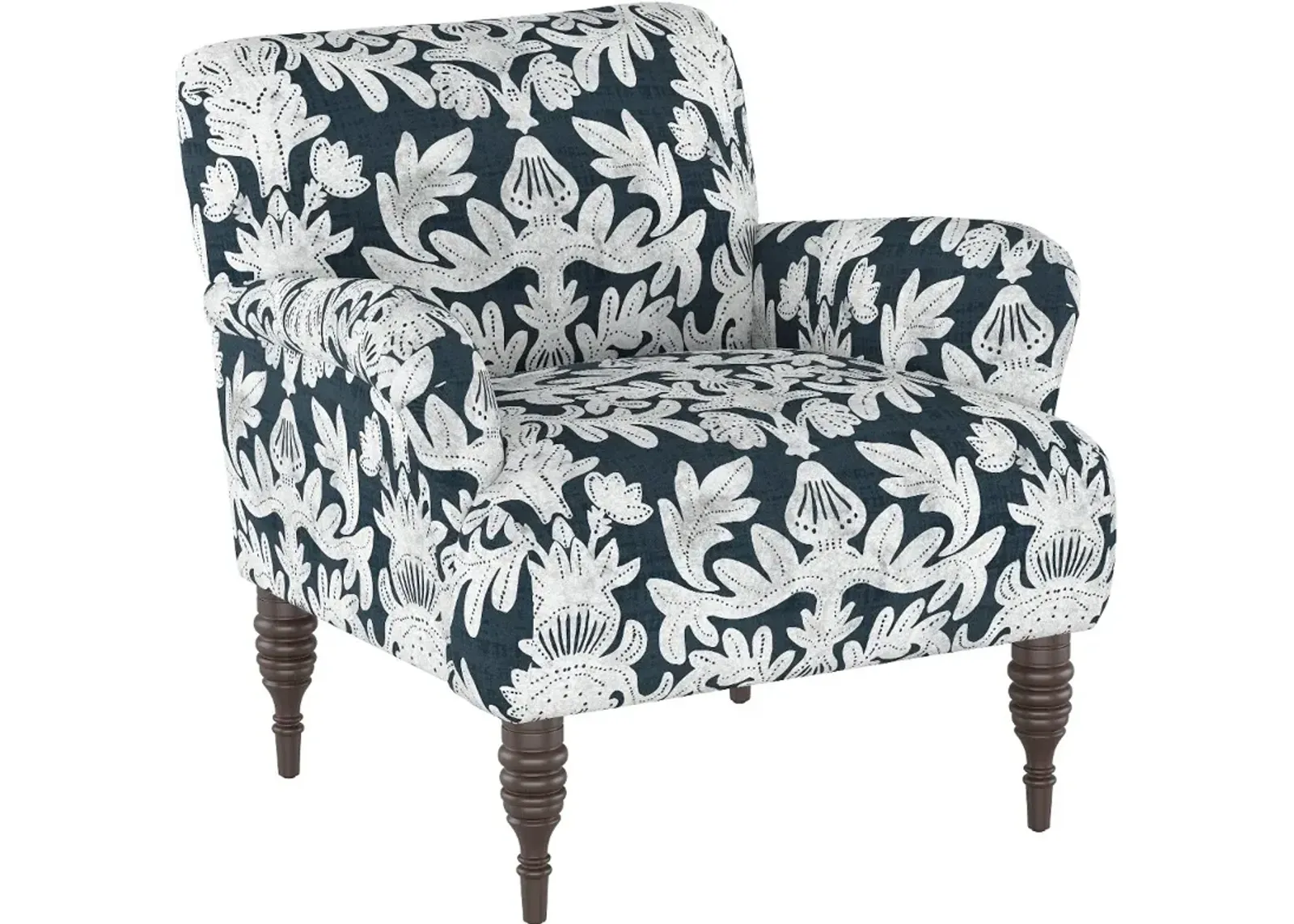 Cherrie Navy Floral Accent Chair - Skyline Furniture