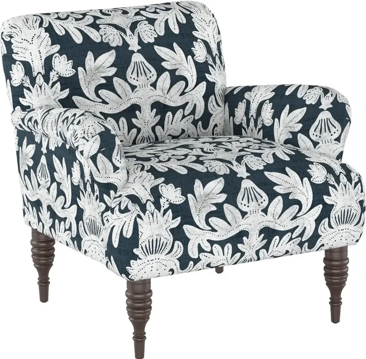 Cherrie Navy Floral Accent Chair - Skyline Furniture