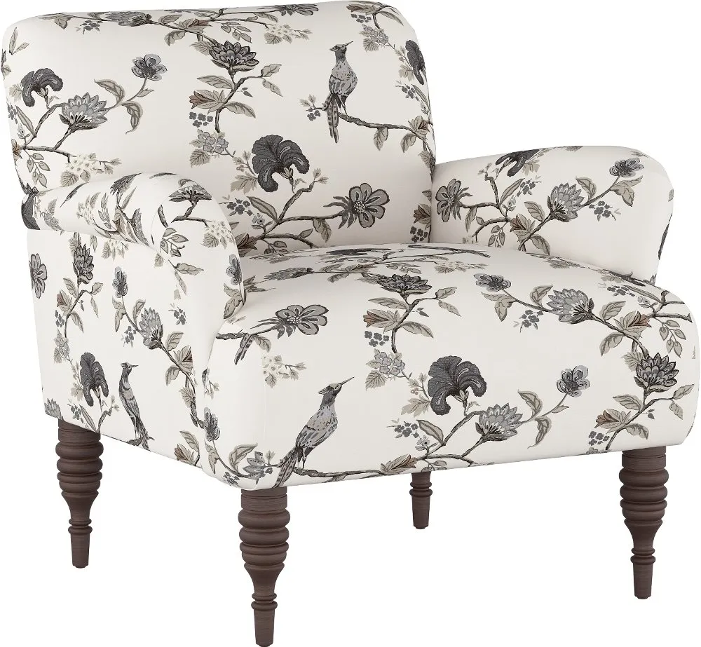 Cherrie Cream and Gray Floral Accent Chair - Skyline Furniture