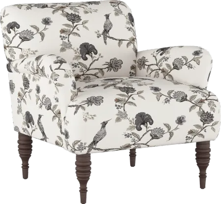 Cherrie Cream and Gray Floral Accent Chair - Skyline Furniture