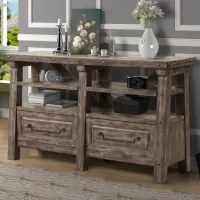 Distressed Gray Rustic 72 inch Office Credenza