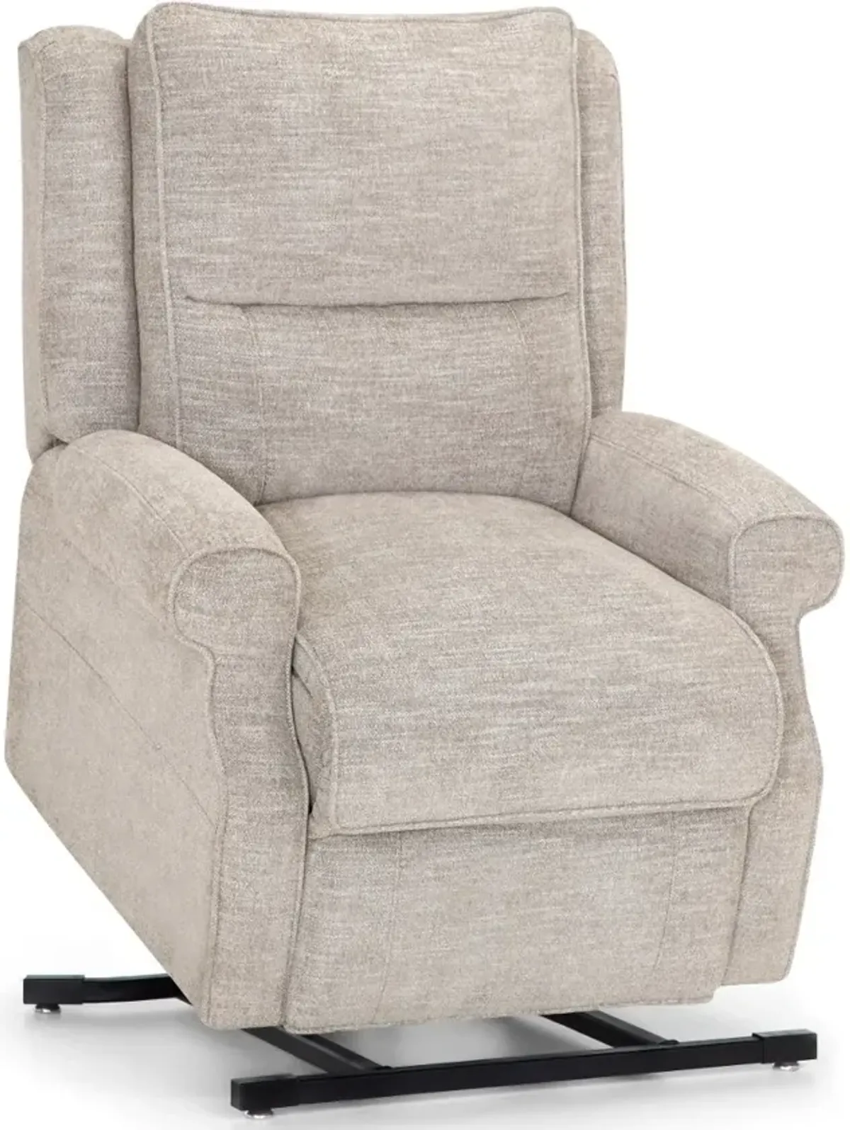 Charles Linen White Heat and Massage Reclining Lift Chair