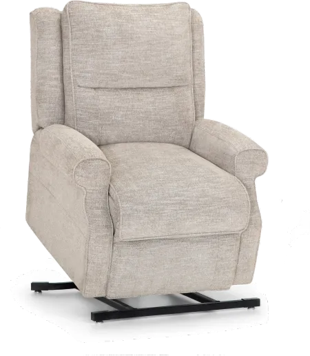 Charles Linen White Heat and Massage Reclining Lift Chair