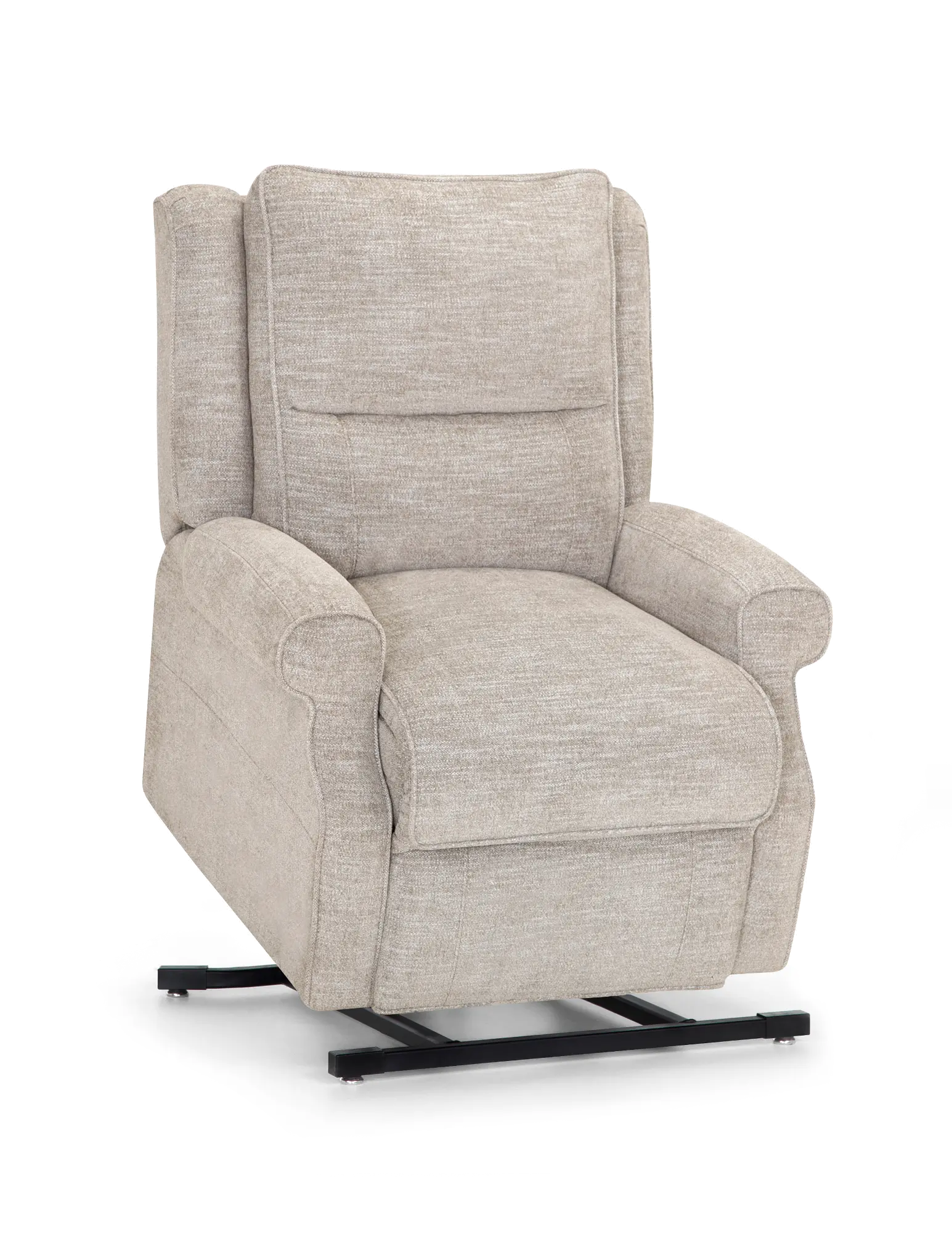 Charles Linen White Heat and Massage Reclining Lift Chair
