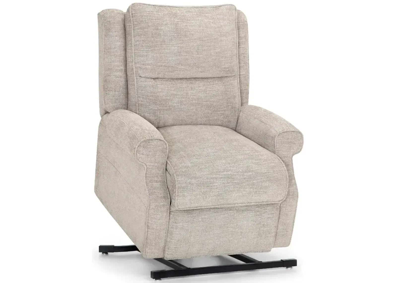 Charles Linen White Heat and Massage Reclining Lift Chair