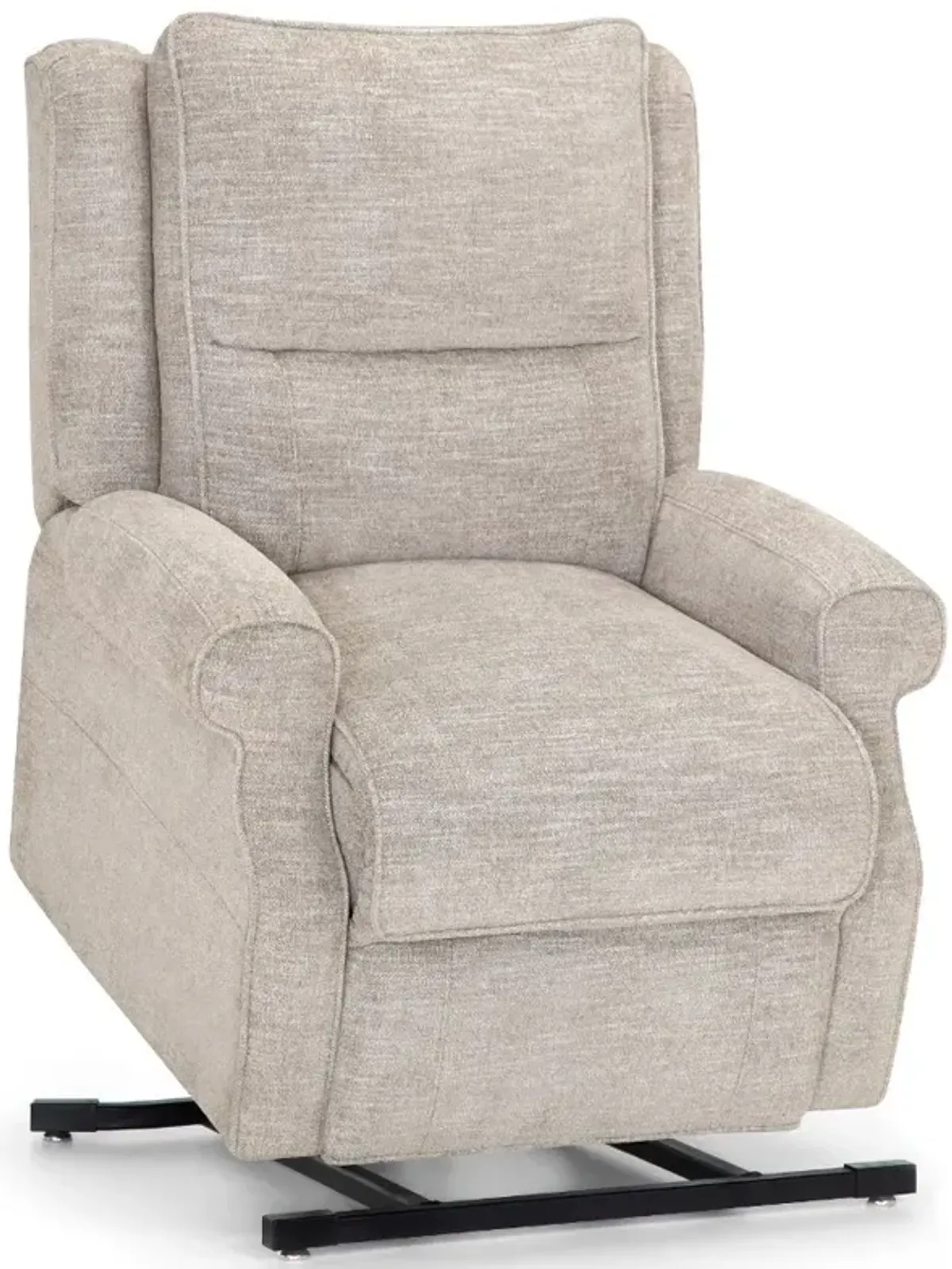 Charles Linen White Heat and Massage Reclining Lift Chair