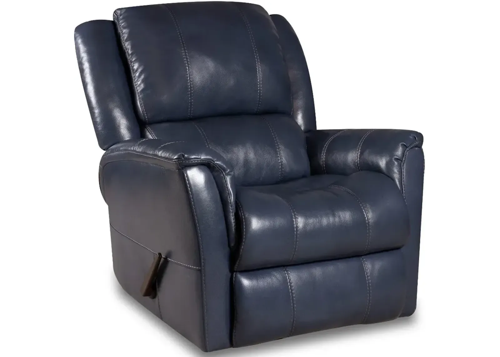 Nadi Ocean Blue Leather-Match Swivel Glider Recliner