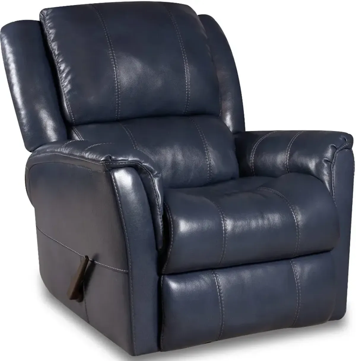 Nadi Ocean Blue Leather-Match Swivel Glider Recliner