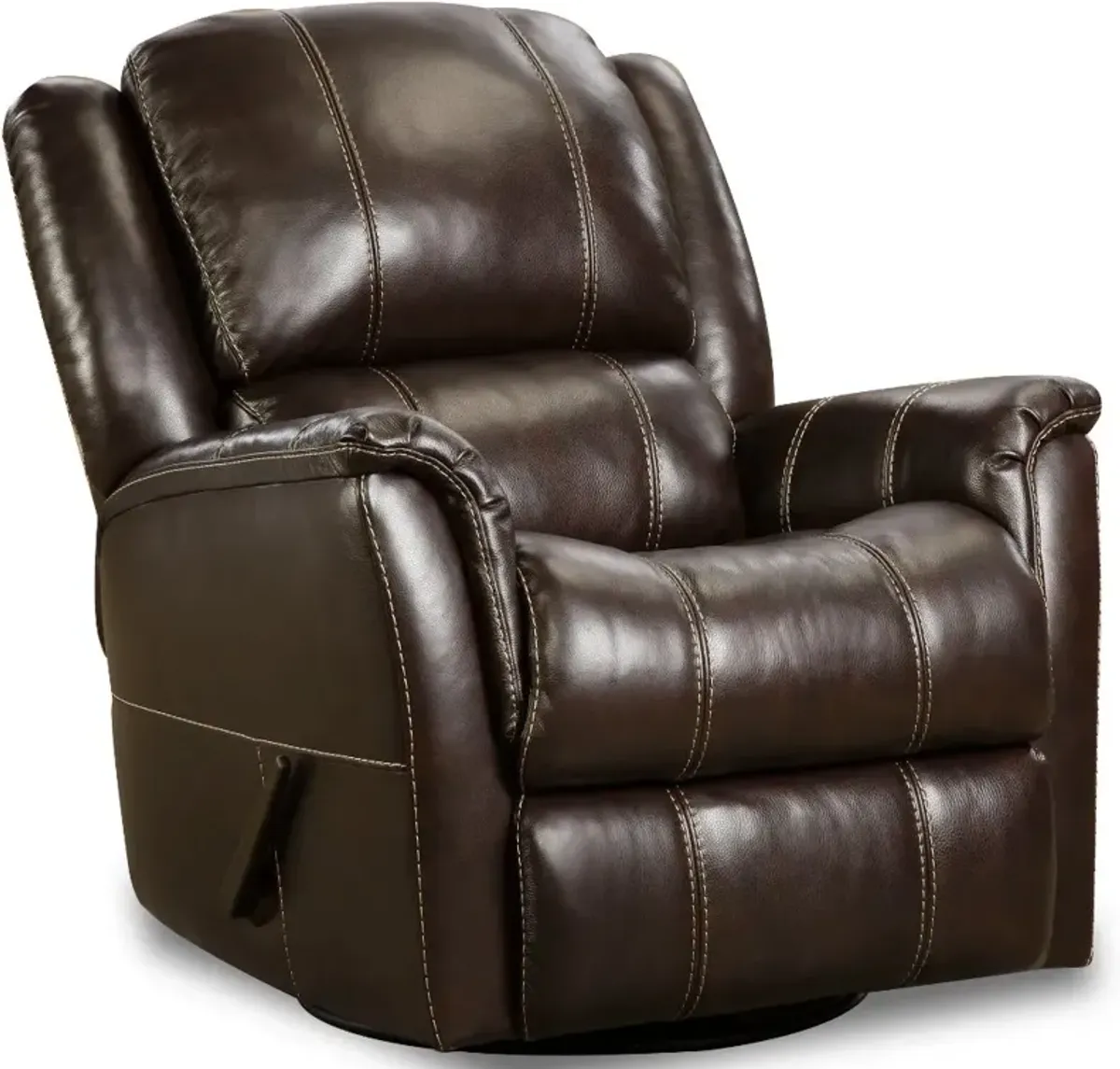 Nadi Walnut Leather-Match Swivel Glider Recliner