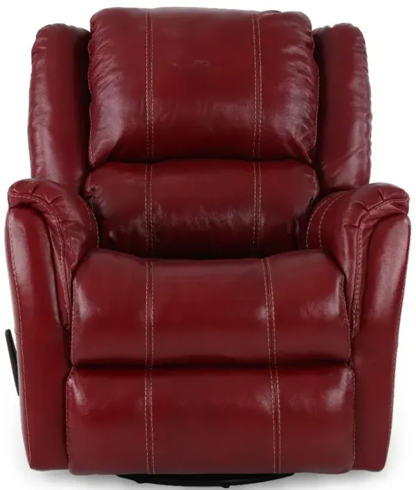 Nadi Red Leather-Match Swivel Glider Recliner