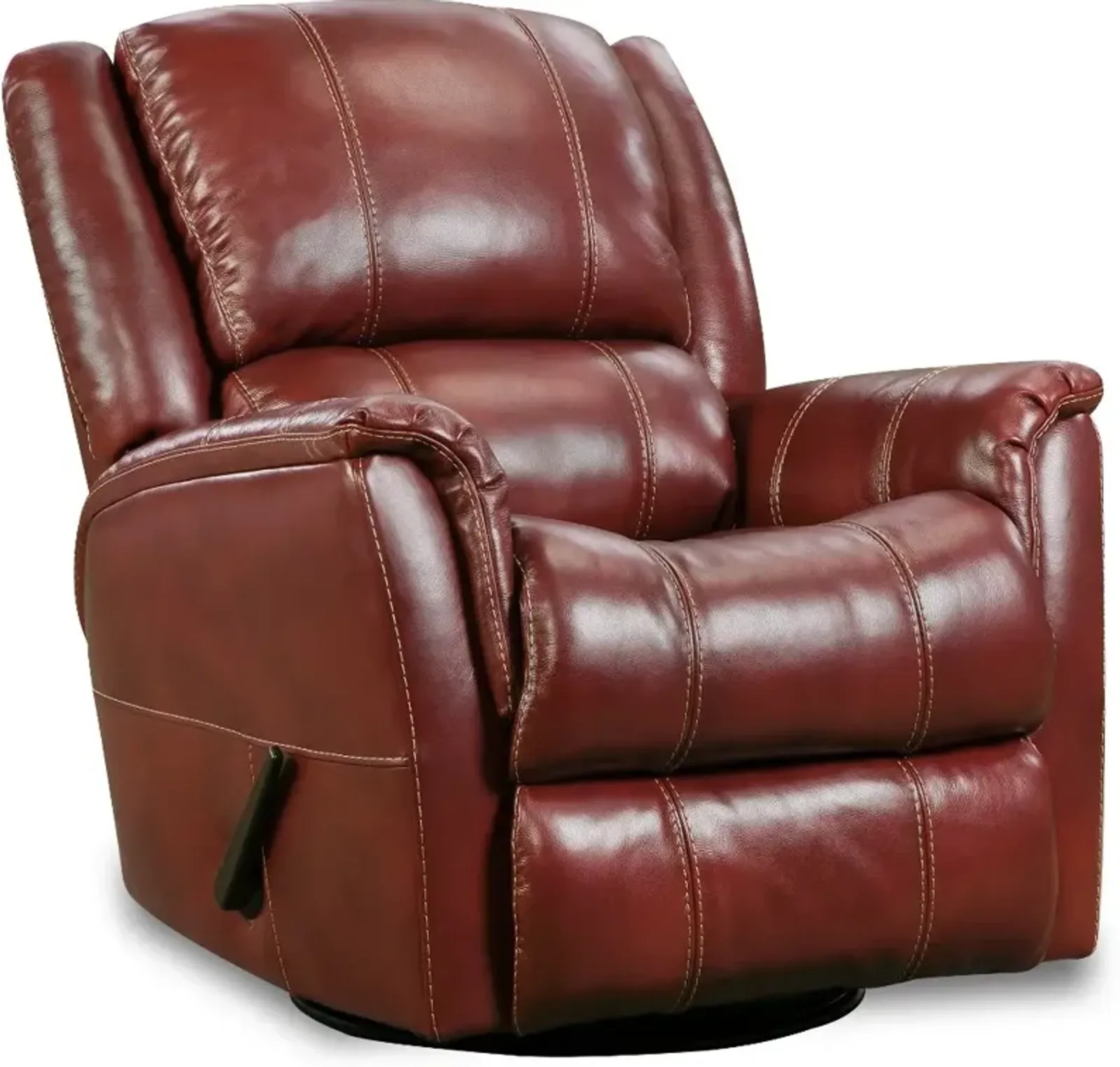 Nadi Red Leather-Match Swivel Glider Recliner