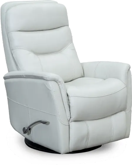 Ice White Leather-Match Swivel Glider Recliner