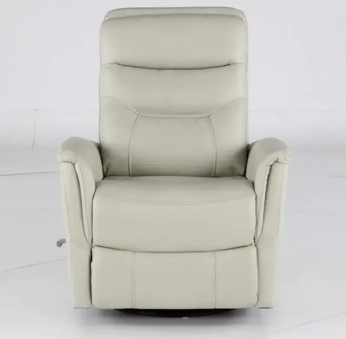 Ice White Leather-Match Swivel Glider Recliner