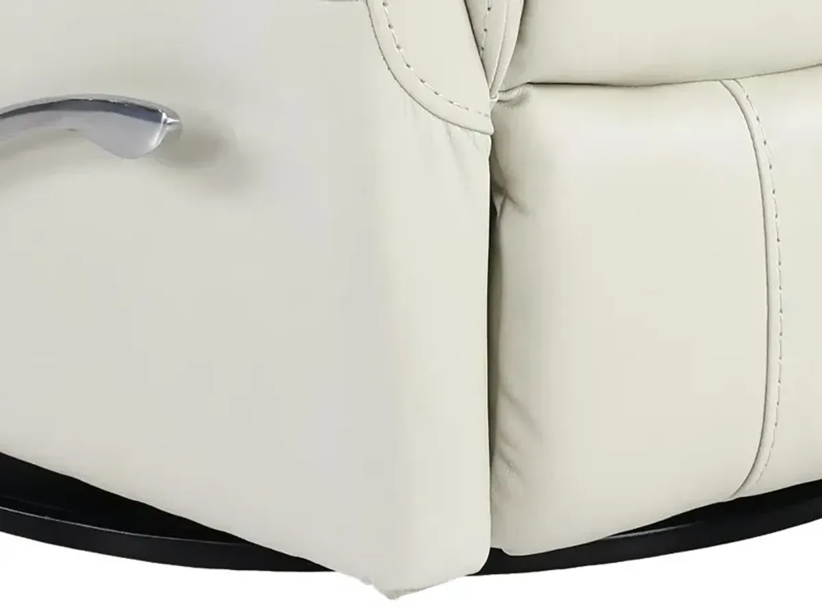 Ice White Leather-Match Swivel Glider Recliner